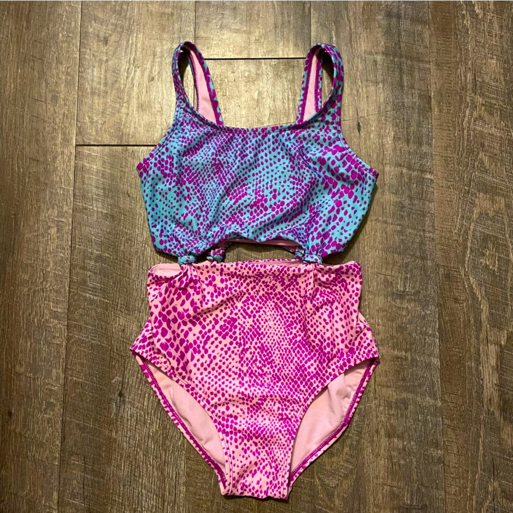 More than magic Swim suit one piece animal Print Monokini L 10/12 Clean